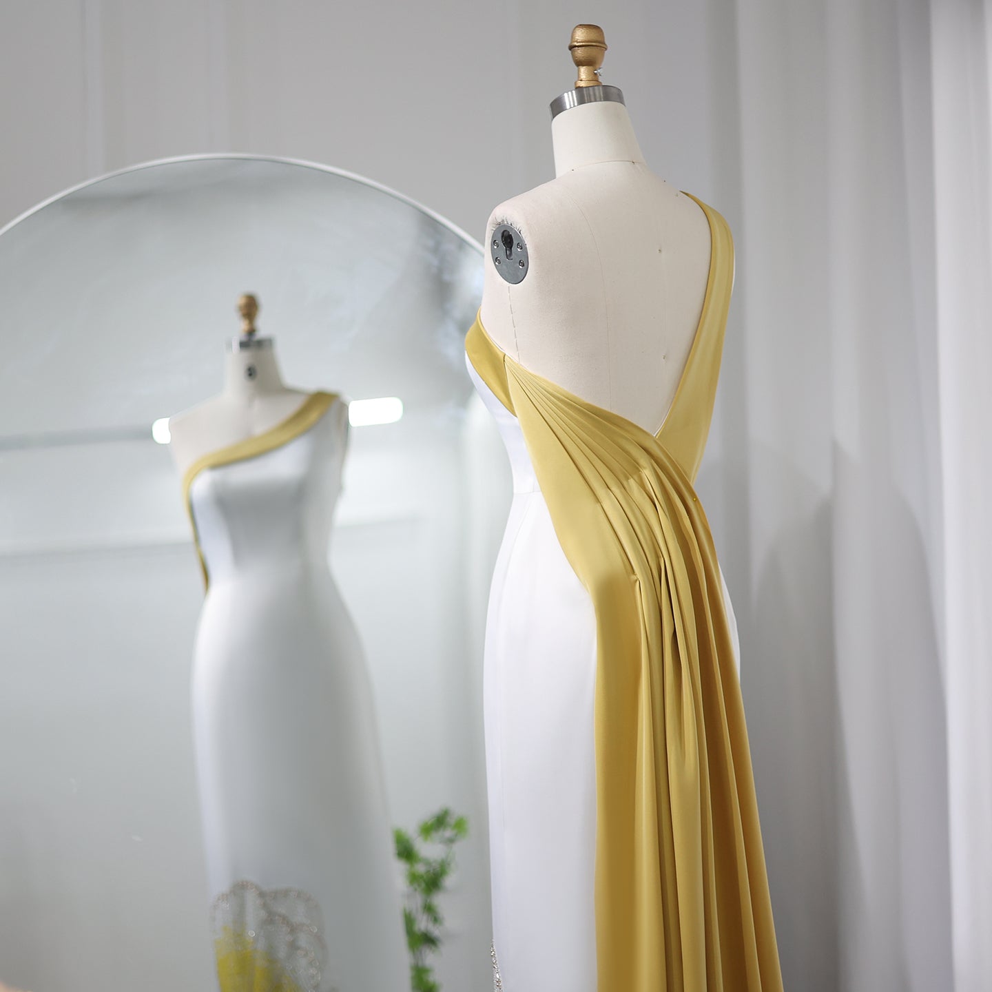 Pleated Draped One Shoulder Multi Beaded Purple/Yellow Sequinned Butterfly Hem Detail Special Occasion Dubai, Red Carpet, Mother Of The Bride, Event Gown
