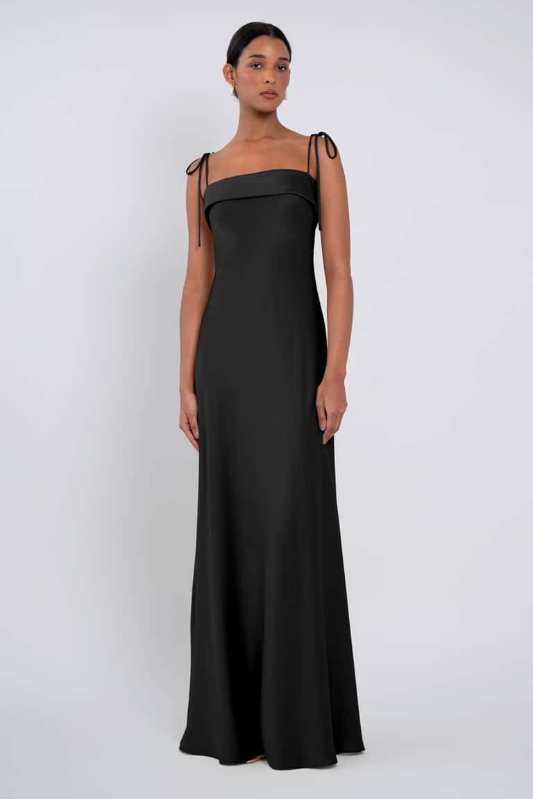 Chic And Modern Spaghetti Strap Folded Boat Neck Bridesmaid Dress With Bias Cut Flirtatious Body Style