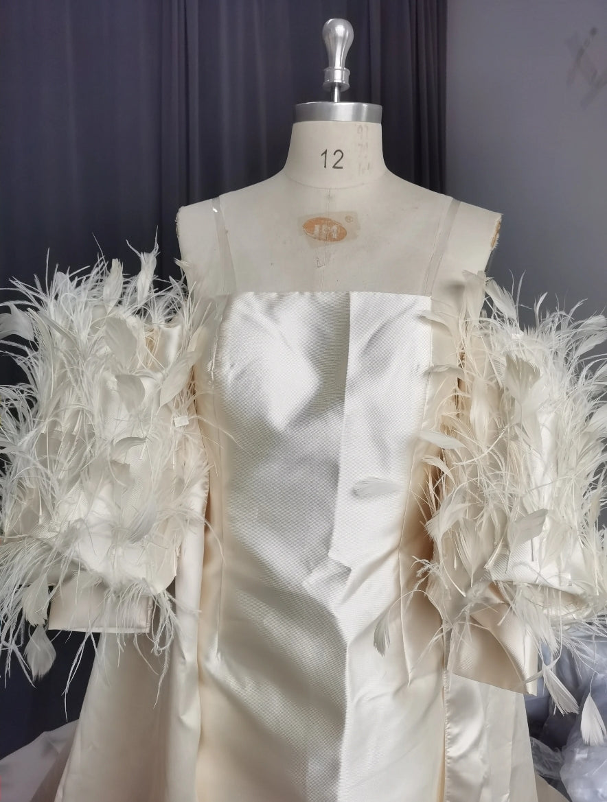 Mikado & Feather Half Sleeve Cape Jacket.