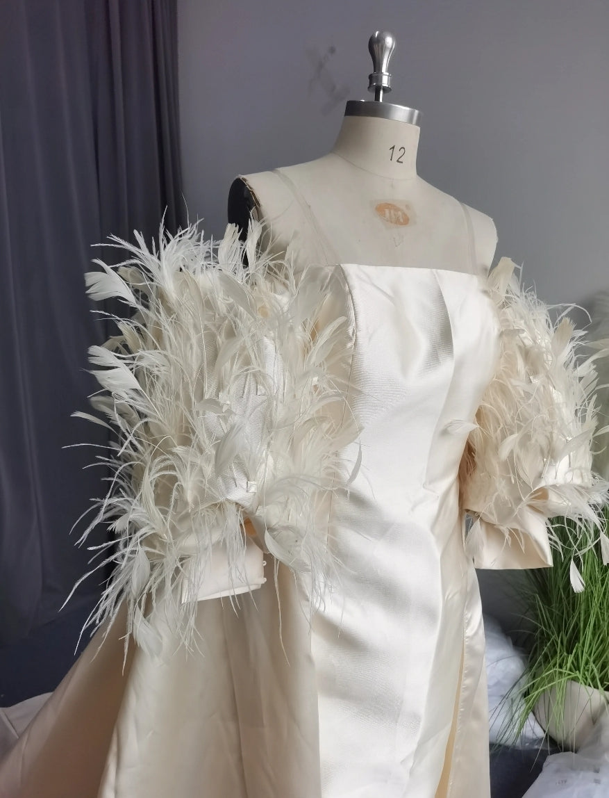 Mikado & Feather Half Sleeve Cape Jacket.