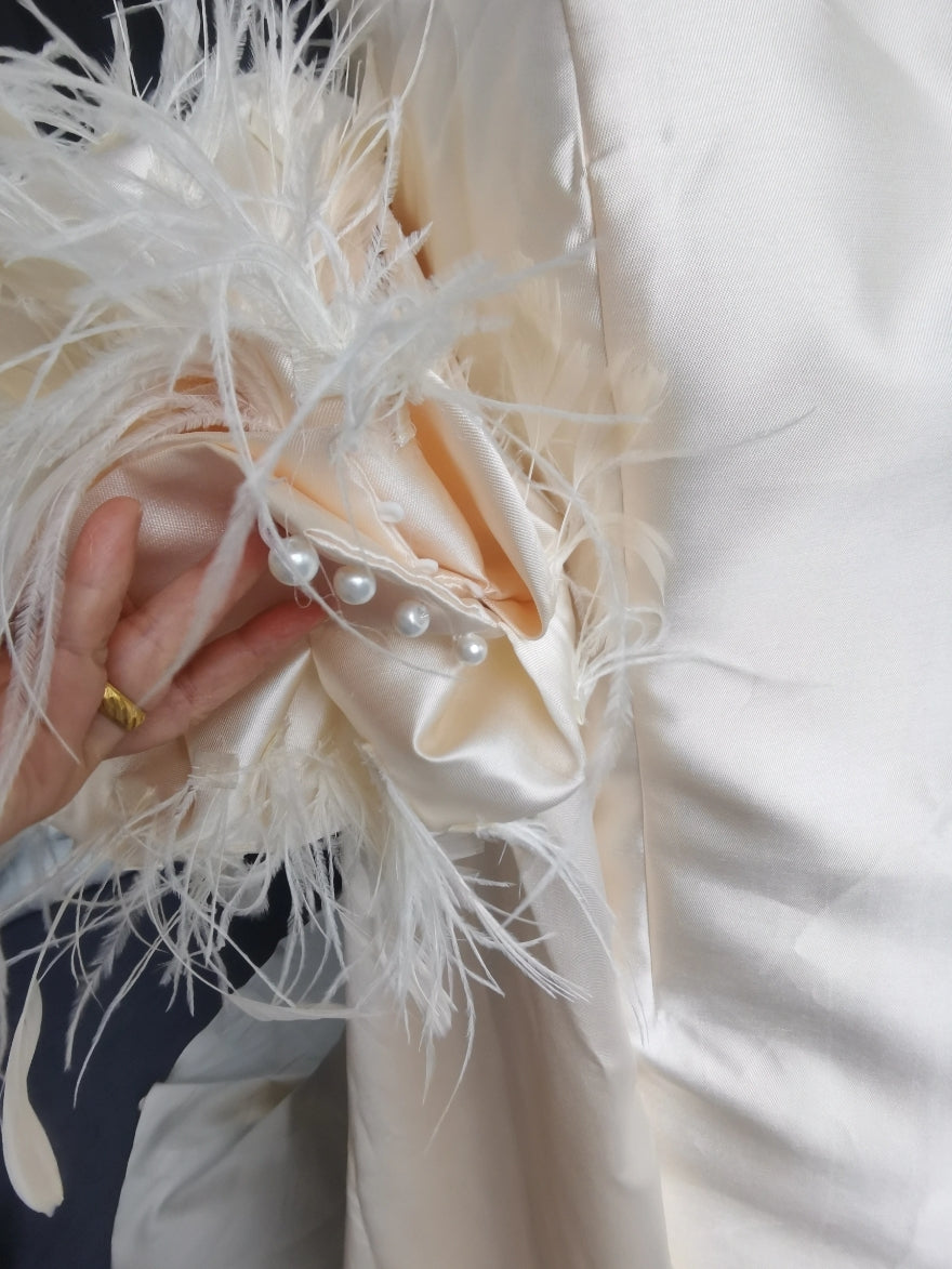 Mikado & Feather Half Sleeve Cape Jacket.