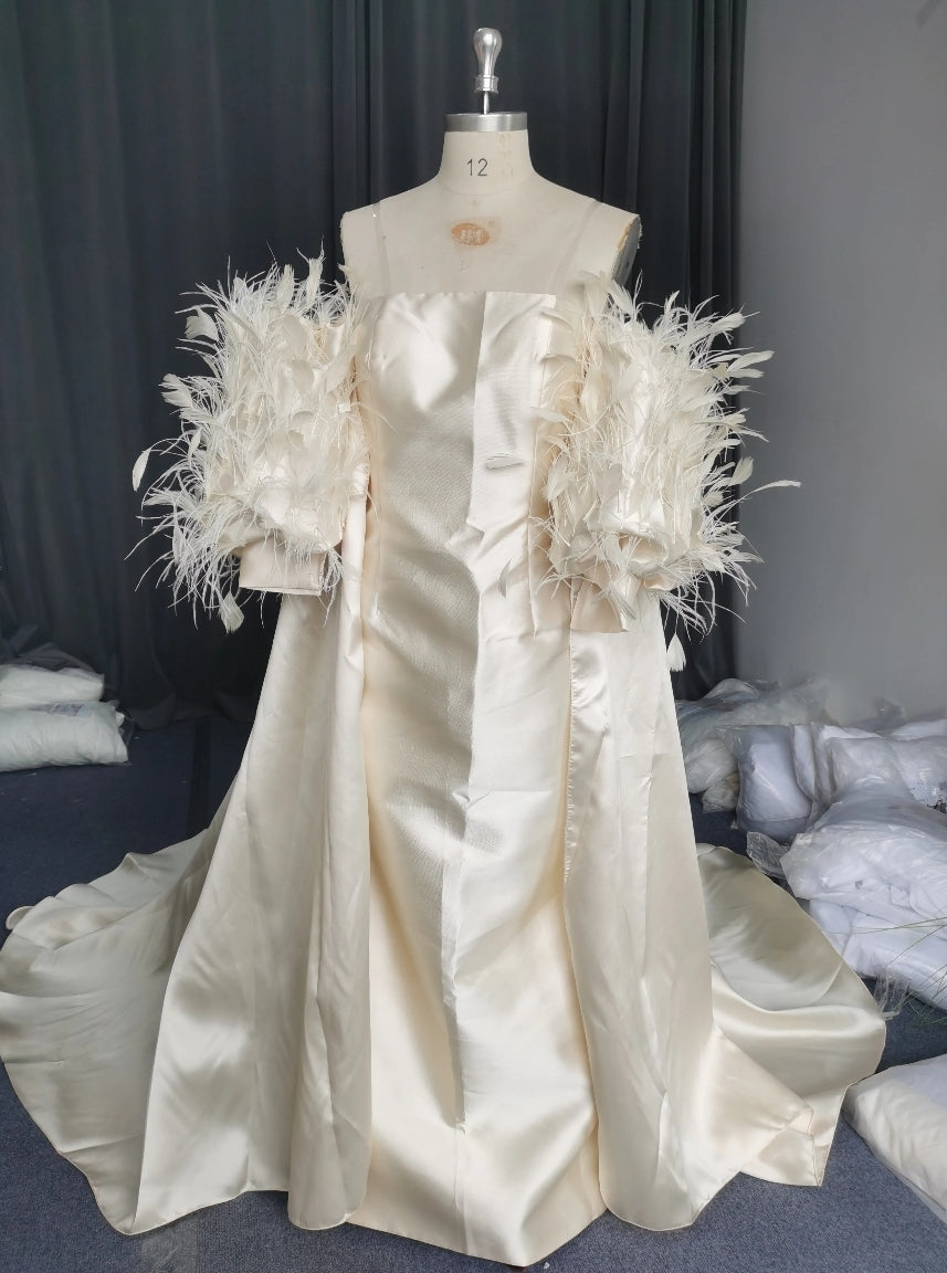Mikado & Feather Half Sleeve Cape Jacket.