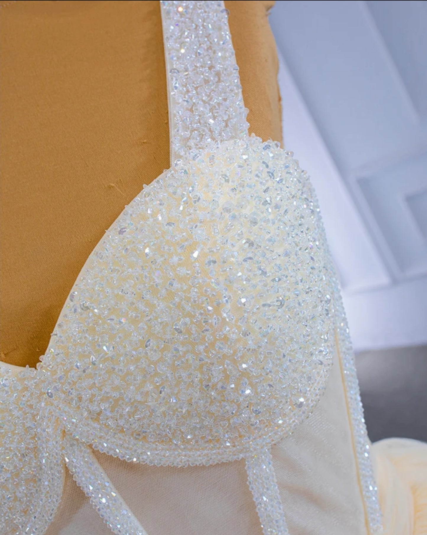 Sleeveless Sweetheart Beaded Crystal Tiered Dress