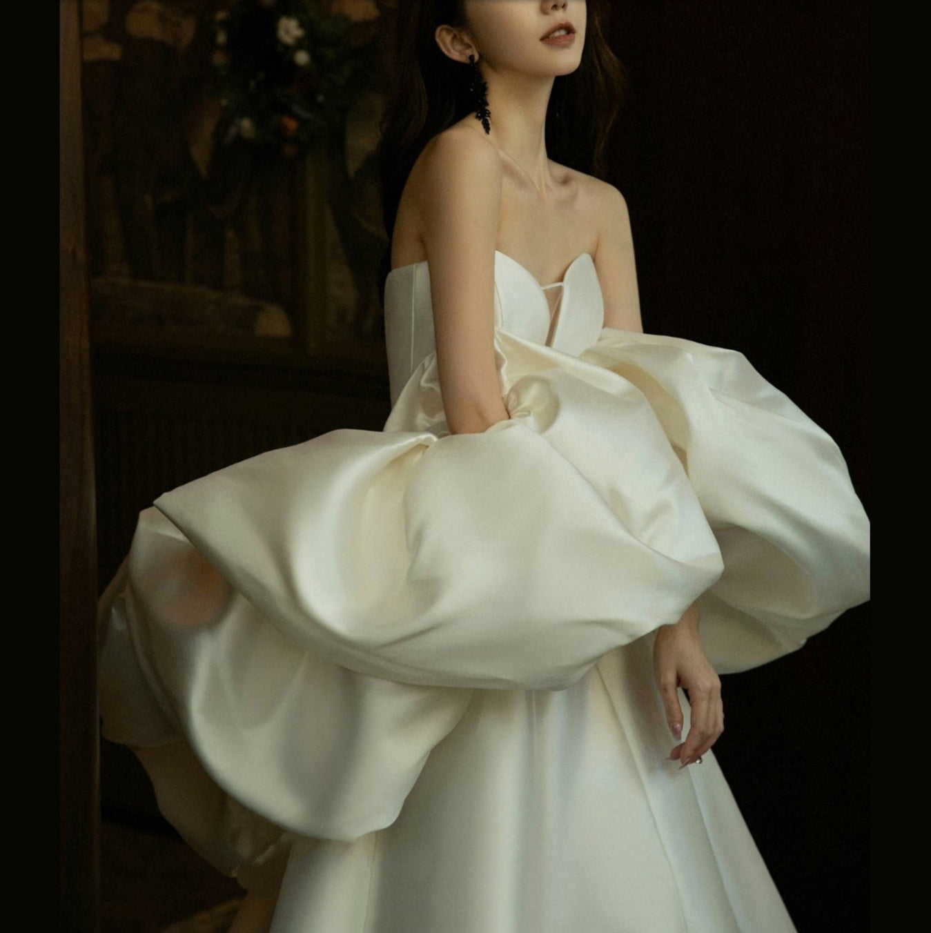 Beautiful Detached Satin Draped Puff Bolero Wrap