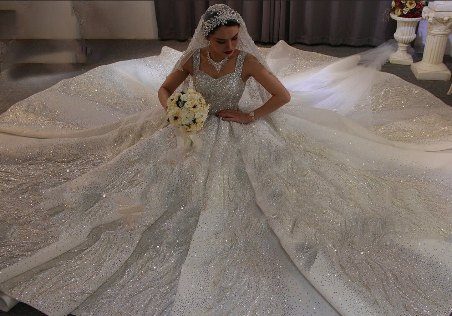 Gorgeous Very Heavily Beaded Sweetheart Princess Gala Wedding Ball Gown