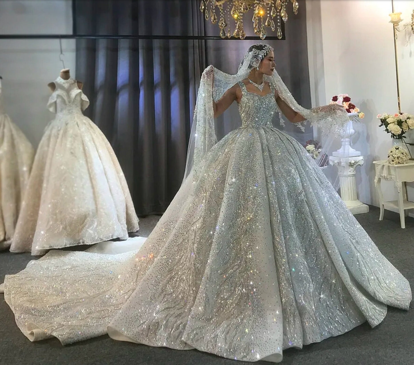 Gorgeous Very Heavily Beaded Sweetheart Princess Gala Wedding Ball Gown