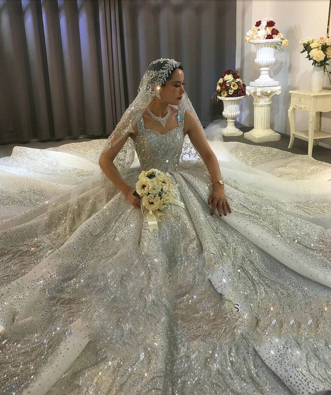 Gorgeous Very Heavily Beaded Sweetheart Princess Gala Wedding Ball Gown