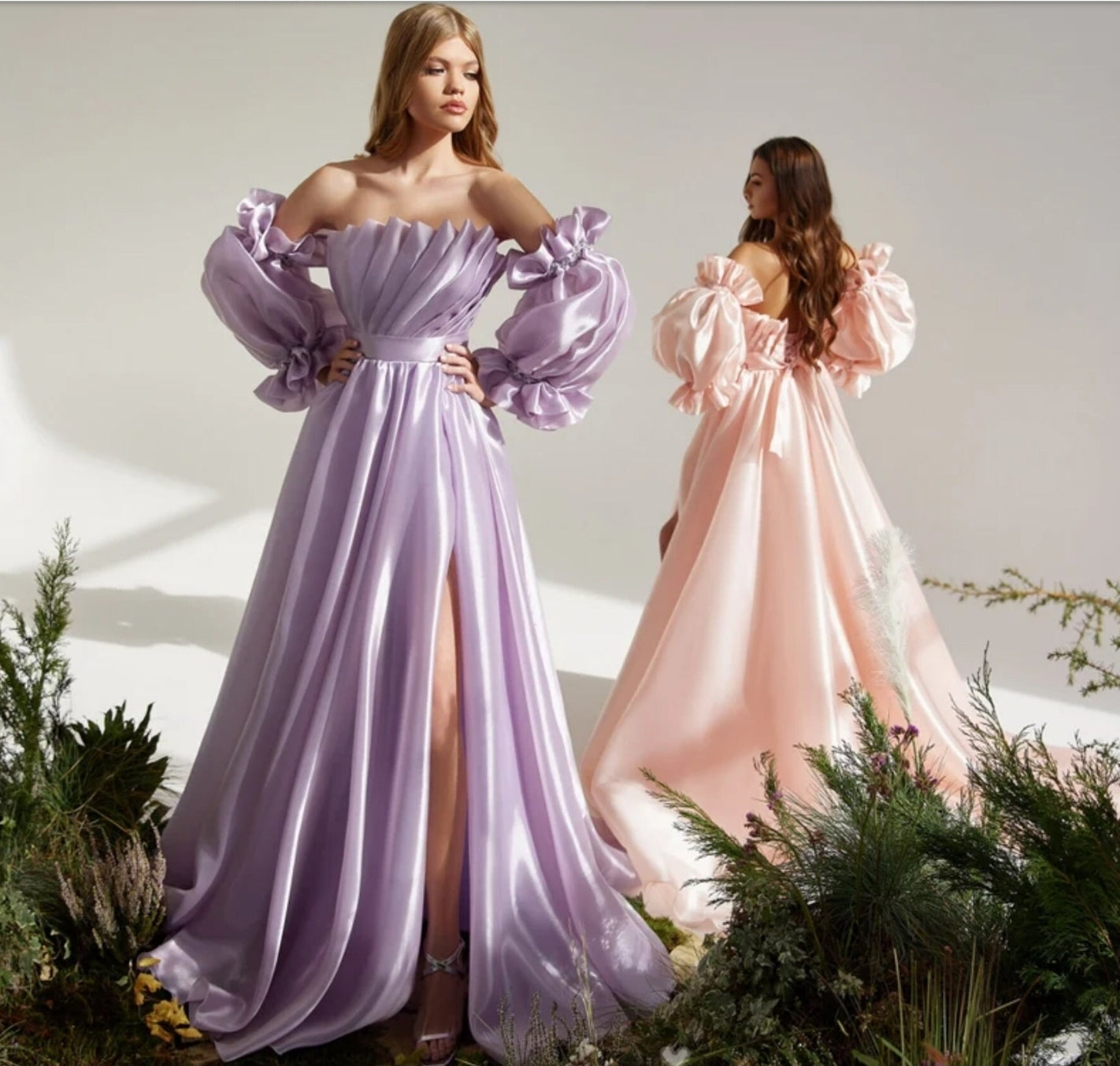 Detached Ruffled Satin Organza Beaded Crystal Sleeve