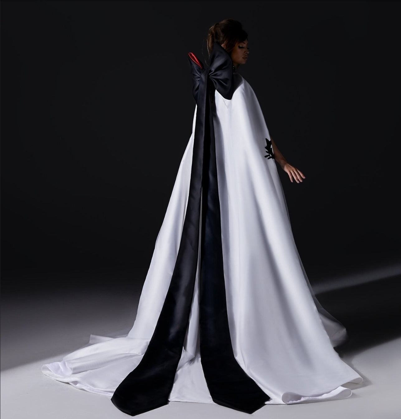 Vintage Style Big Bow Knot Back Train Detailed Special Occasion Party Event Cape