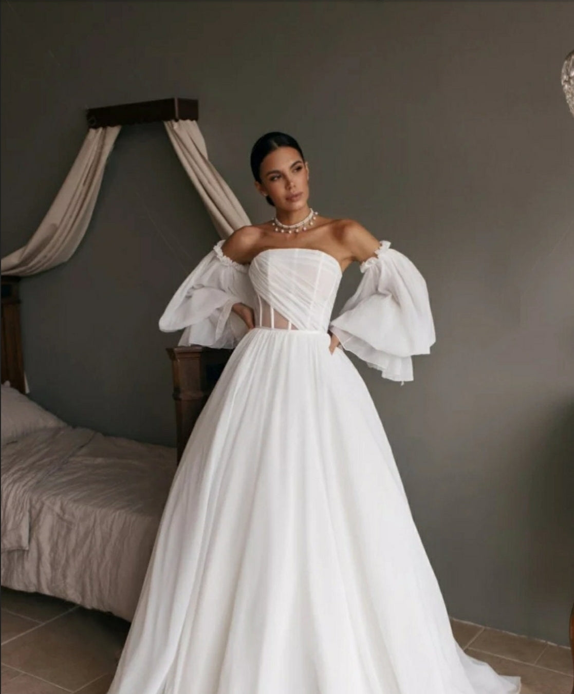 Detached Ruffled Chiffon Lantern Sleeves