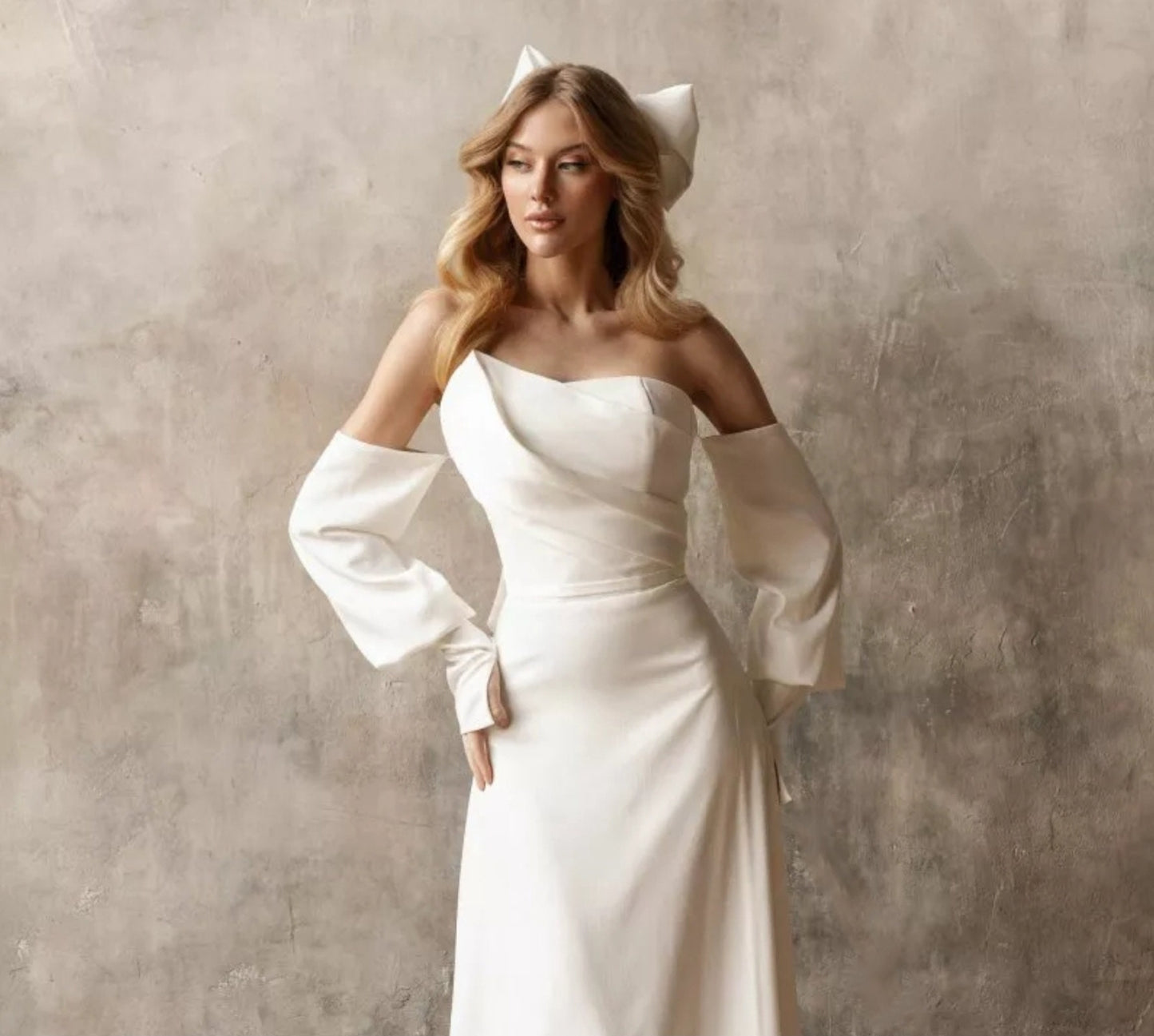 Detached Soft Satin/Crepe Loose Vintage Style Three Quarter Sleeves