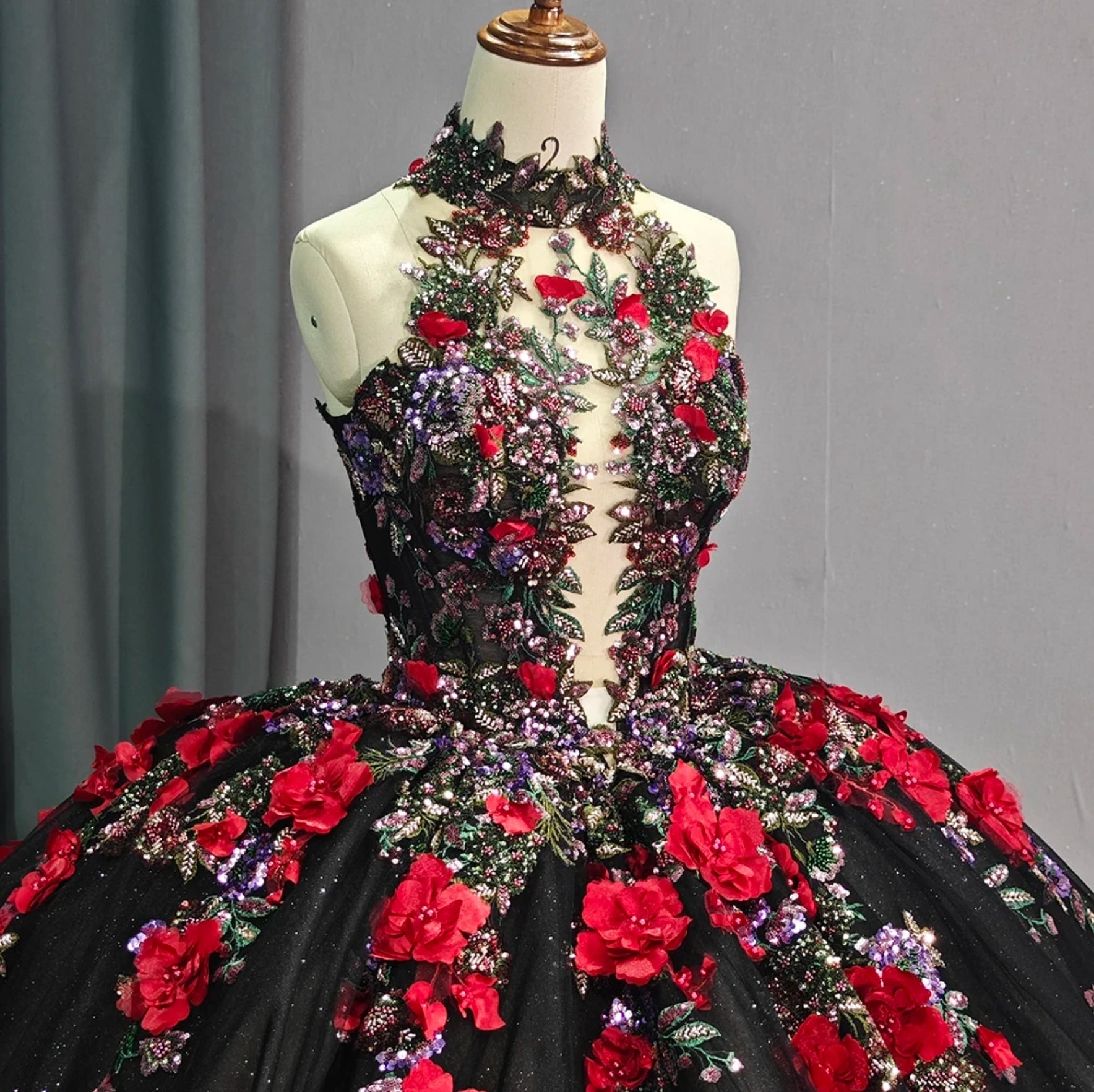 2024 3D Floral Beaded Embroidered Shimmering Halter Keyhole Neck Quinc WenLeeBridal 2024 3D Floral Beaded Embroidered Shimmering Halter Keyhole Neck Quinc WenLeeBridal