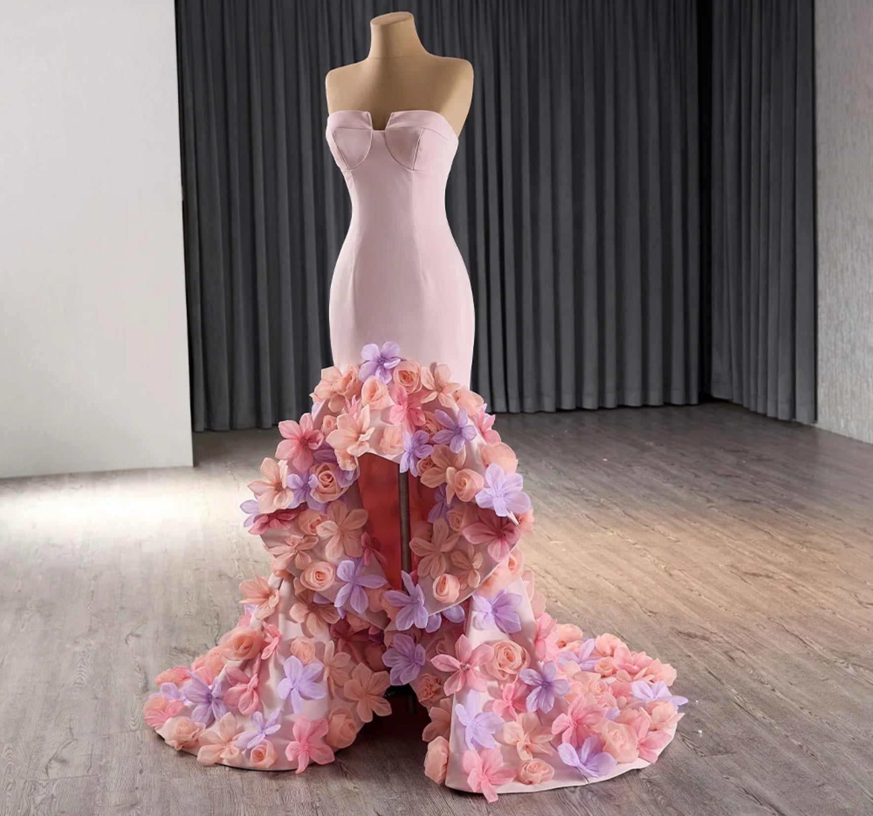 2024 Multi Color 3D Floral Appliqu Trim High Low Special Occasion Mer WenLeeBridal 2024 Multi Color 3D Floral Appliqu Trim High Low Special Occasion Mer WenLeeBridal