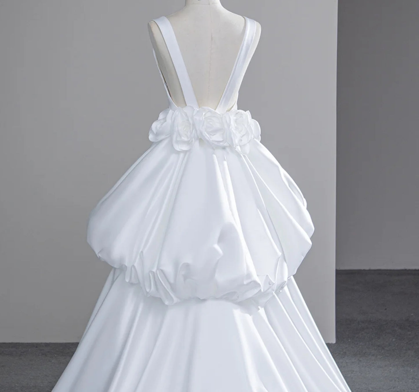 2024 Minimalist Satin Sweetheart Pleated A-Line Bridal And Ceremony Gown With Draped Bubble Back And Rose Floral Detail