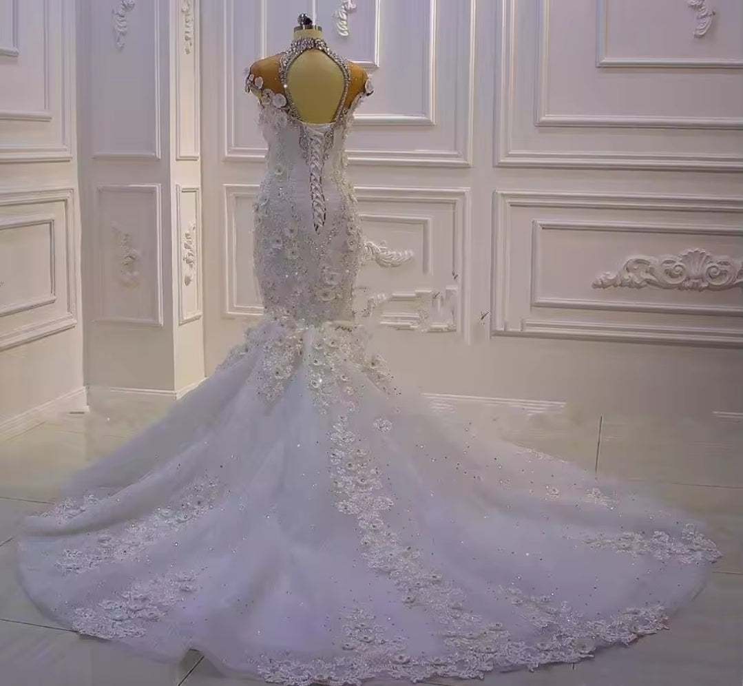 3D Floral Multi Beaded Luxury Mermaid/Trumpet Bridal Gown