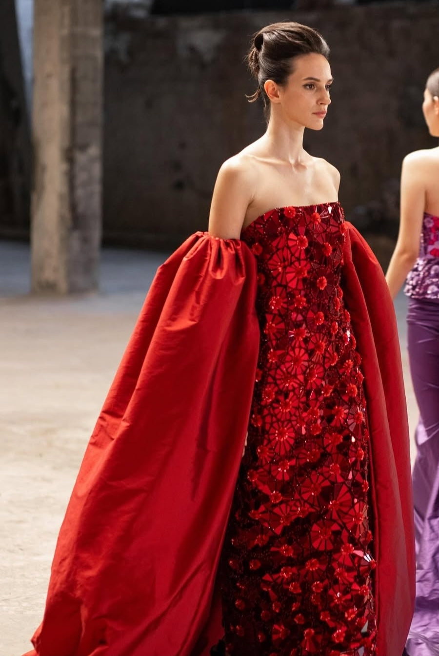 Satin Floor Length Split Bicep Dramatic Detached Sleeves