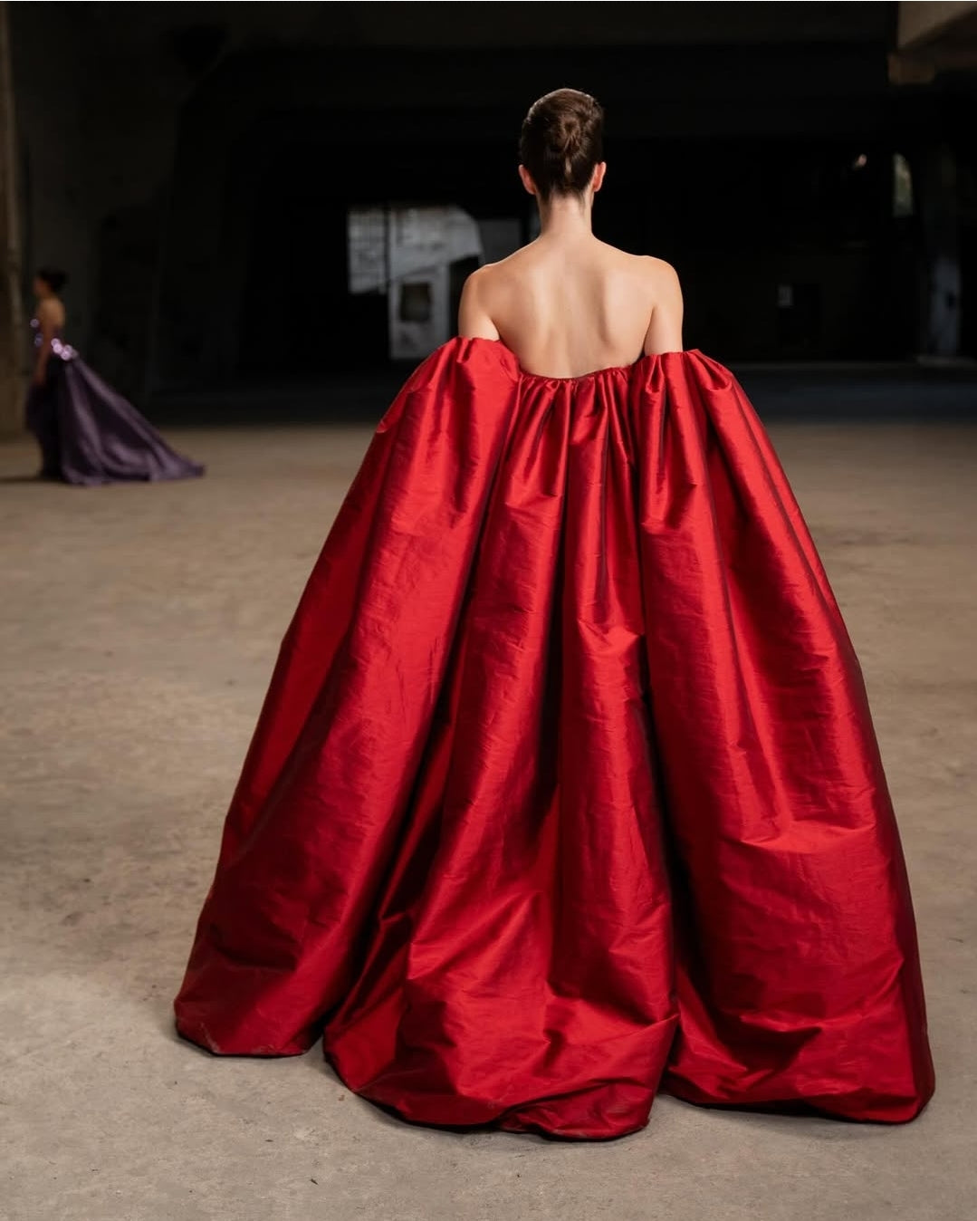 Satin Floor Length Split Bicep Dramatic Detached Sleeves
