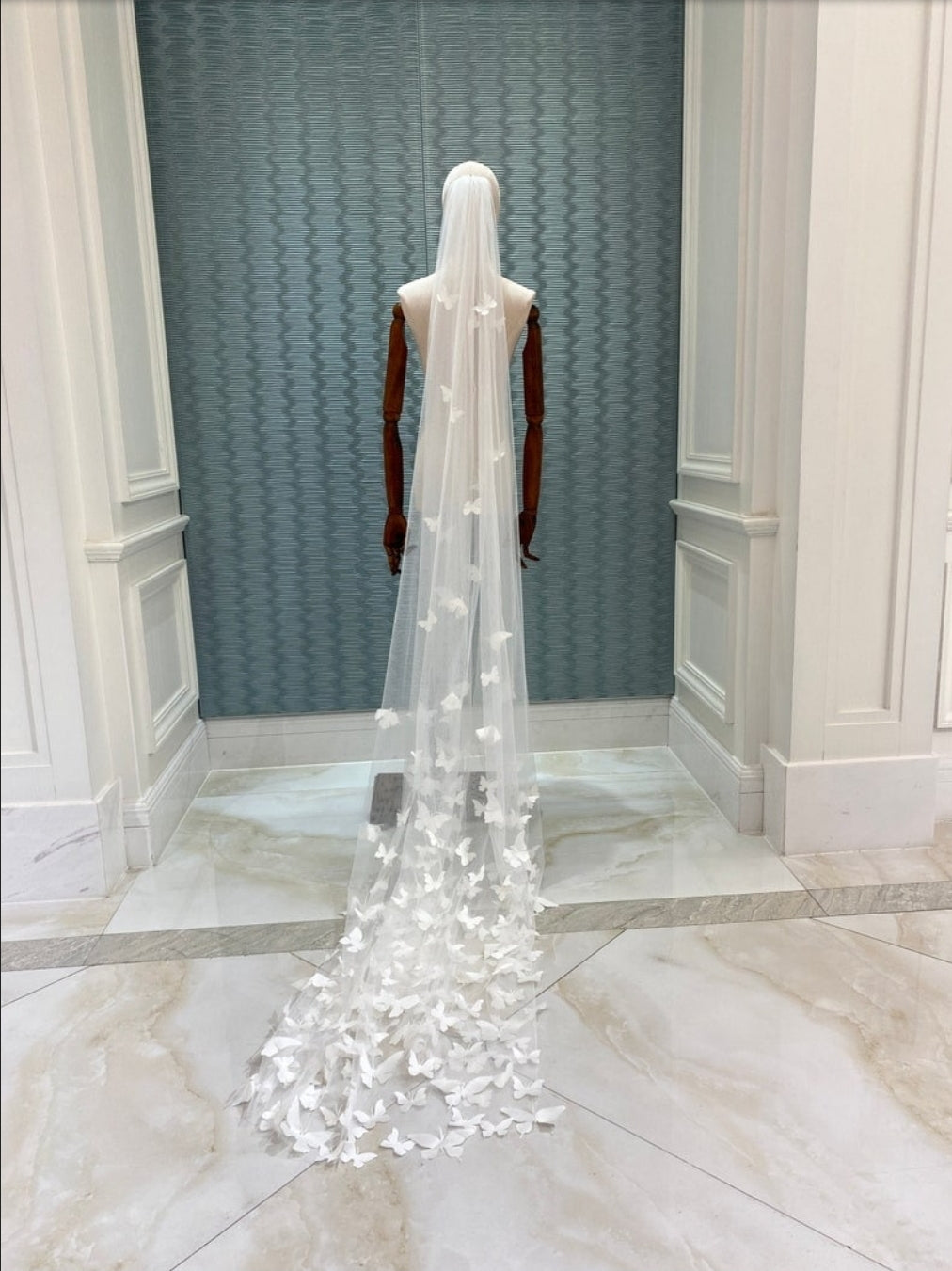 3D Botanical Butterfly Tulle One Layer Wedding Bridal Veil