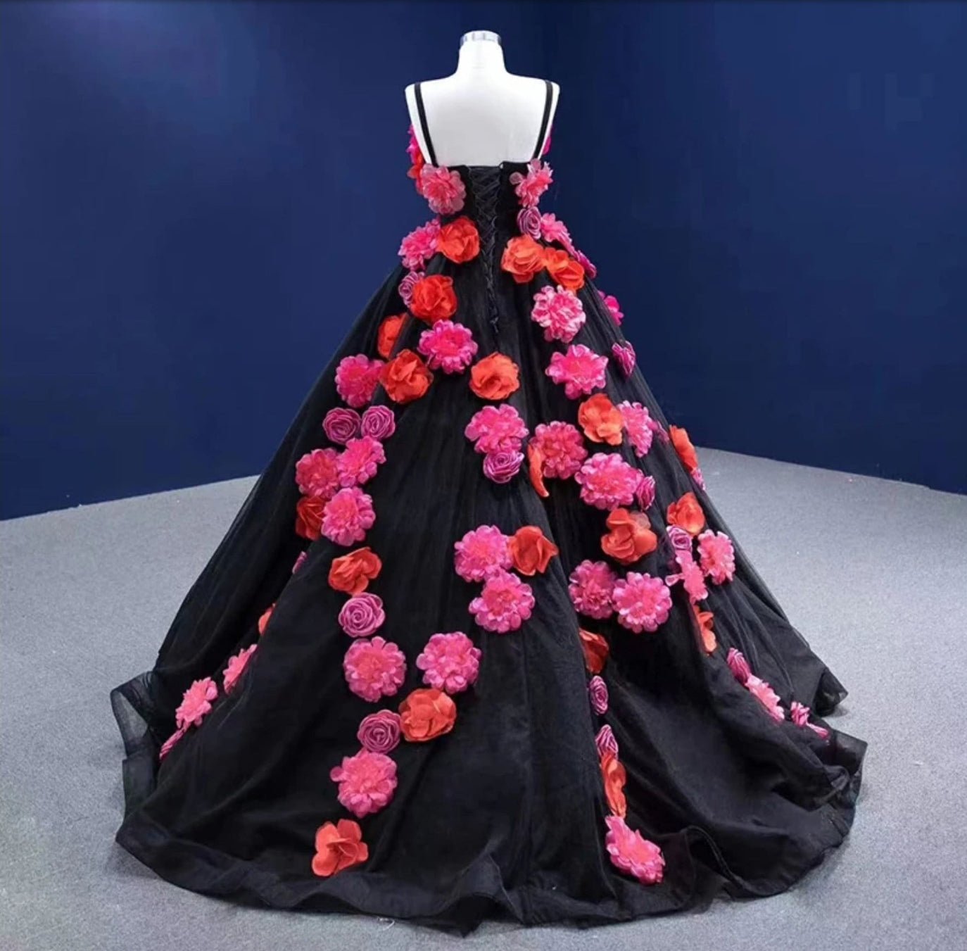 3D Multi Floral Spaghetti Strap A-Line Quinceañera, Special Occasion, Gala, Bat Mitzvah, Prom, Pageant Ball Gown