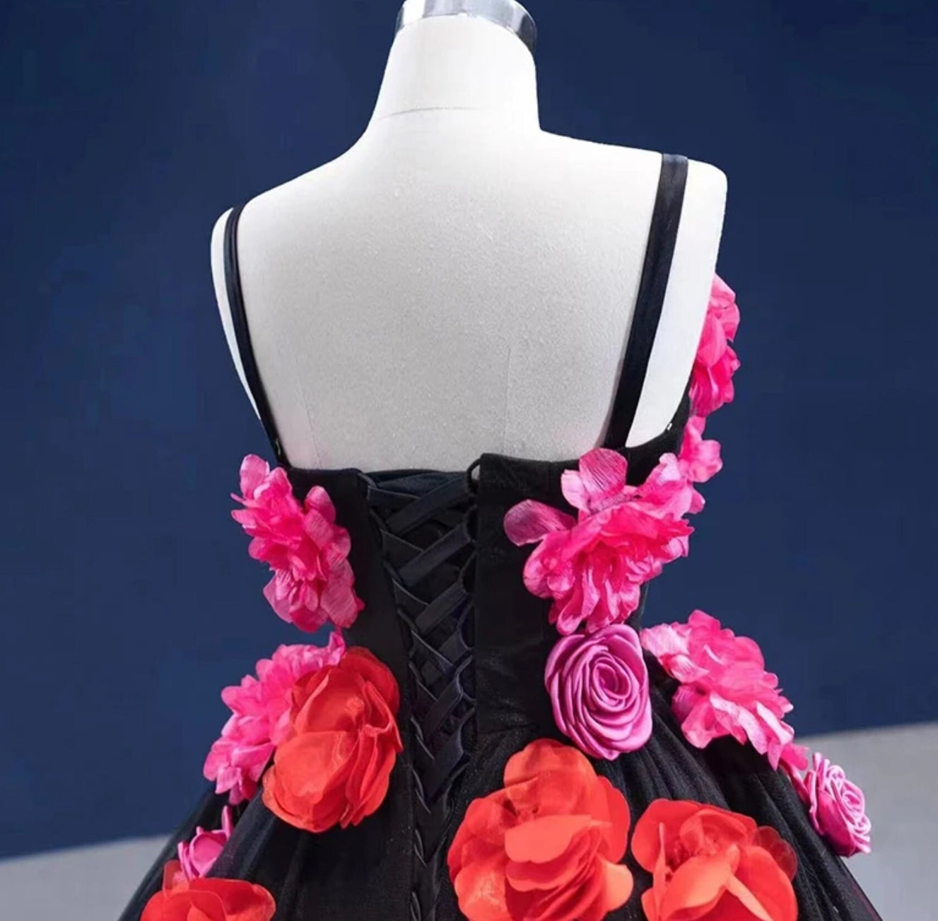 3D Multi Floral Spaghetti Strap A-Line Quinceañera, Special Occasion, Gala, Bat Mitzvah, Prom, Pageant Ball Gown