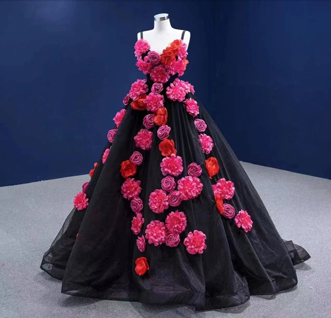 3D Multi Floral Spaghetti Strap A-Line Quinceañera, Special Occasion, Gala, Bat Mitzvah, Prom, Pageant Ball Gown