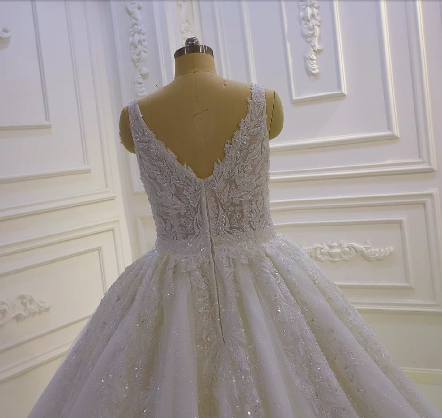 Appliqué Lace & Beading Sleeveless V Neck A-Line Beautifully Sweet Country Inspired Bridal Gown