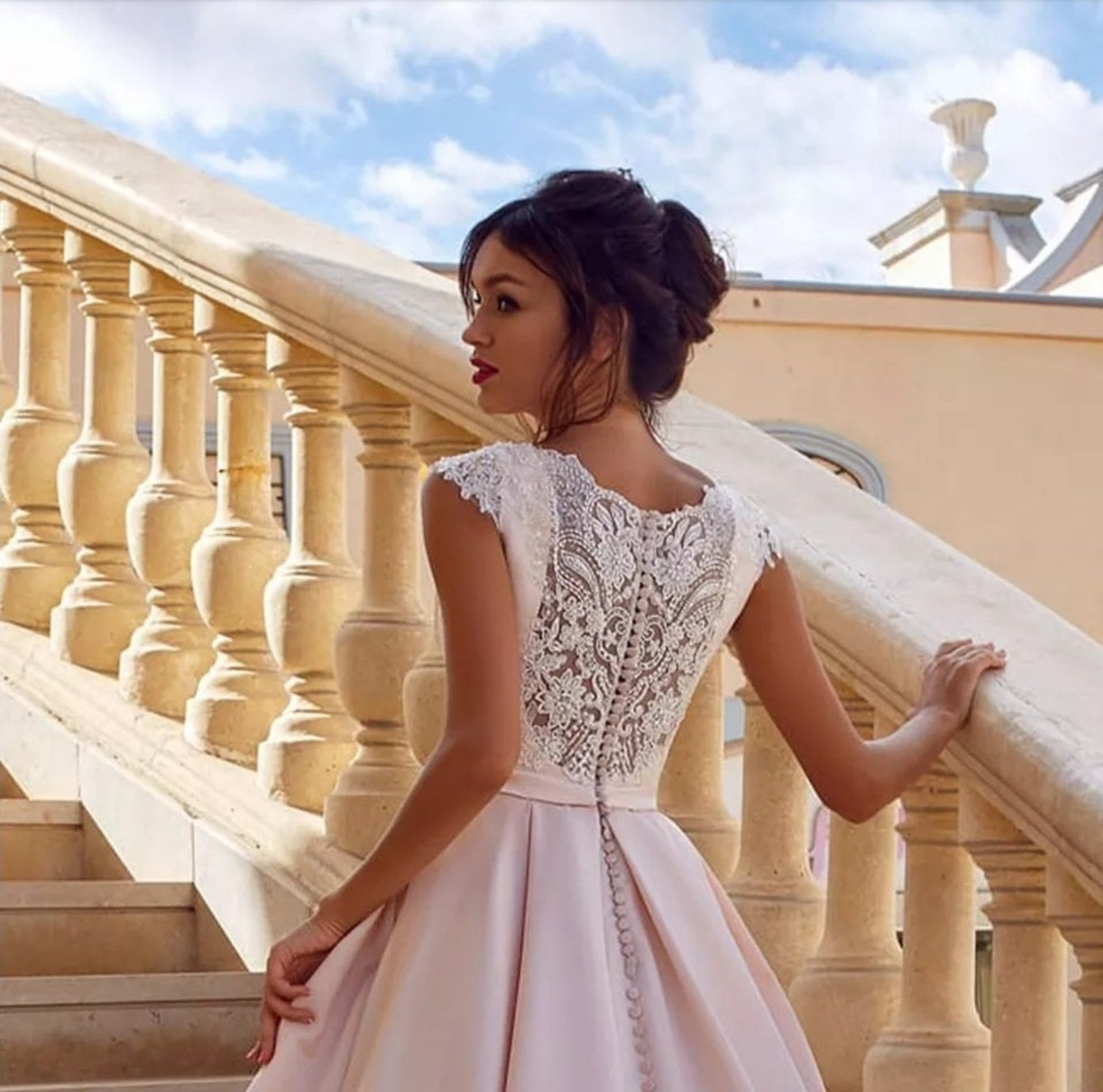 Beaded Appliqués Cap Sleeve A Line Satin Gown With Pockets