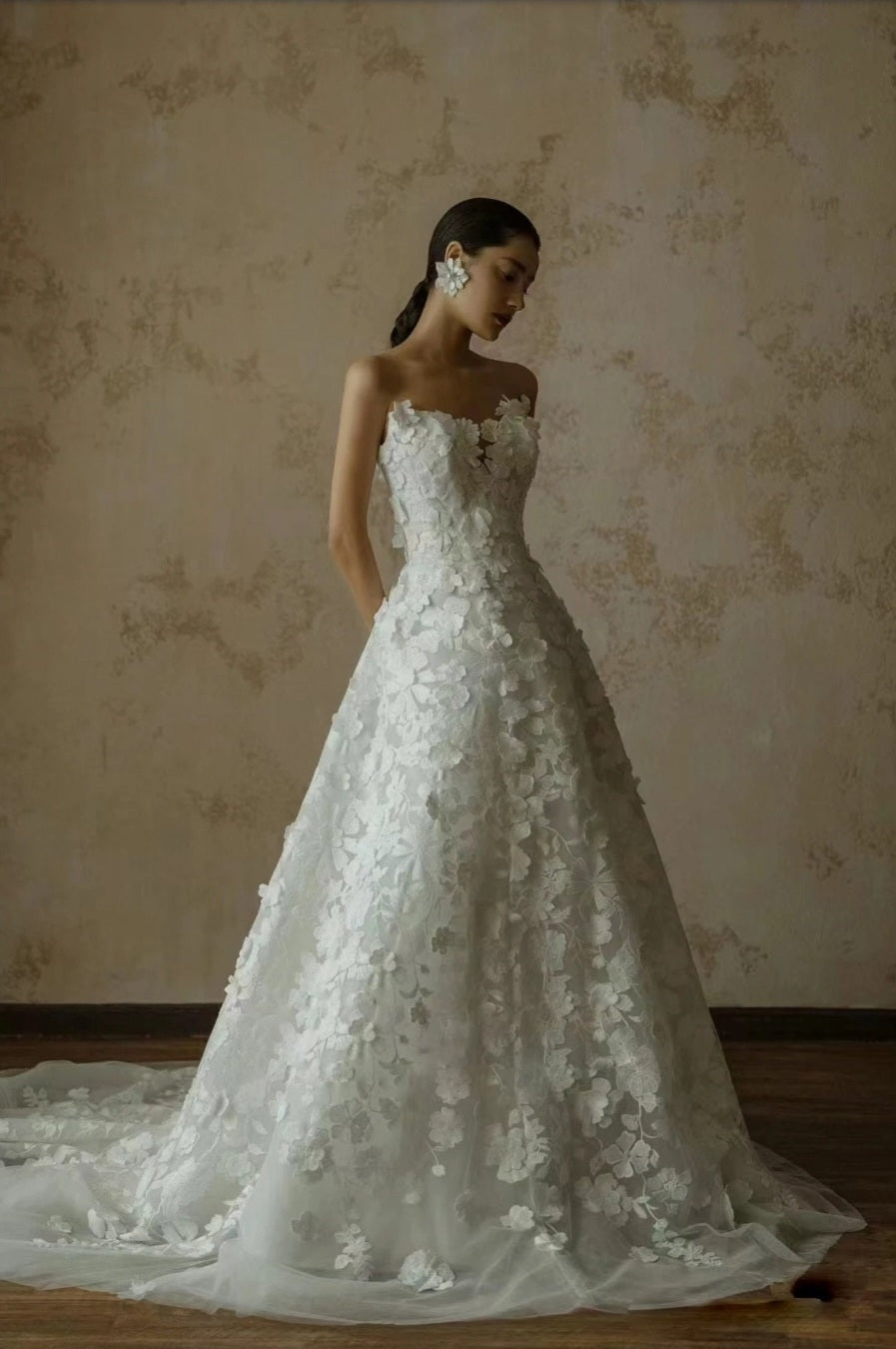 Beaded Botanical Sweetheart Strapless A-Line Bridal Gown