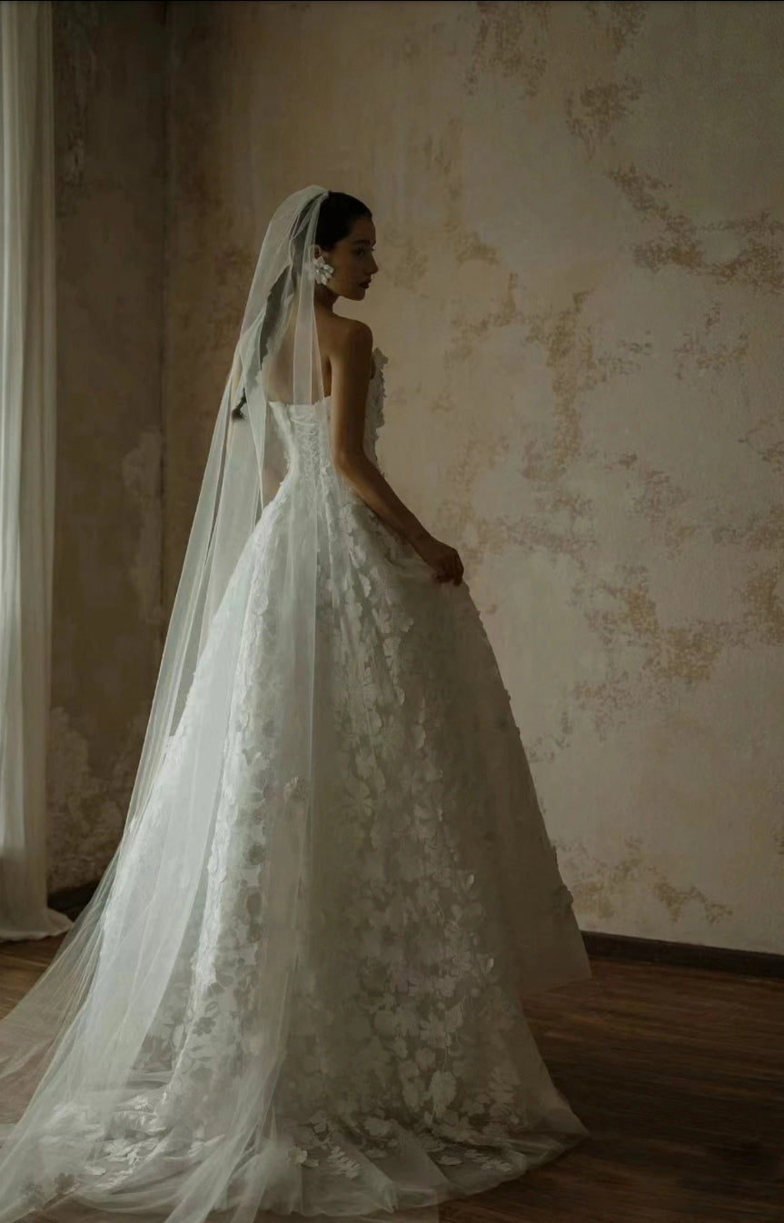 Beaded Botanical Sweetheart Strapless A-Line Bridal Gown