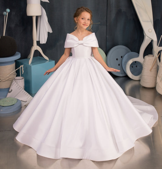 Simple & Sweet Bow Knot Neckline Flower Girl/Special Occasion Ball Gown