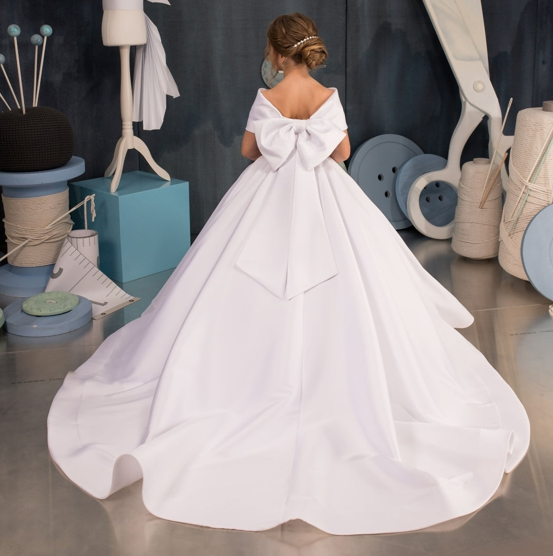 Simple & Sweet Bow Knot Neckline Flower Girl/Special Occasion Ball Gown