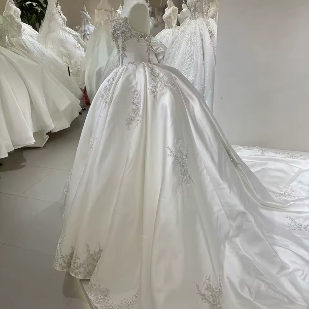 Stunning Multi Beaded And Sequin Scattered Strapless Bell Of The Ball Princess Bridal And Ceremonial Ball Gown