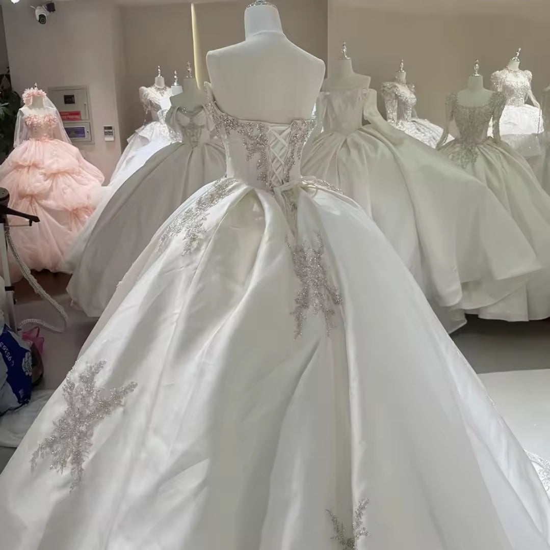 Stunning Multi Beaded And Sequin Scattered Strapless Bell Of The Ball Princess Bridal And Ceremonial Ball Gown