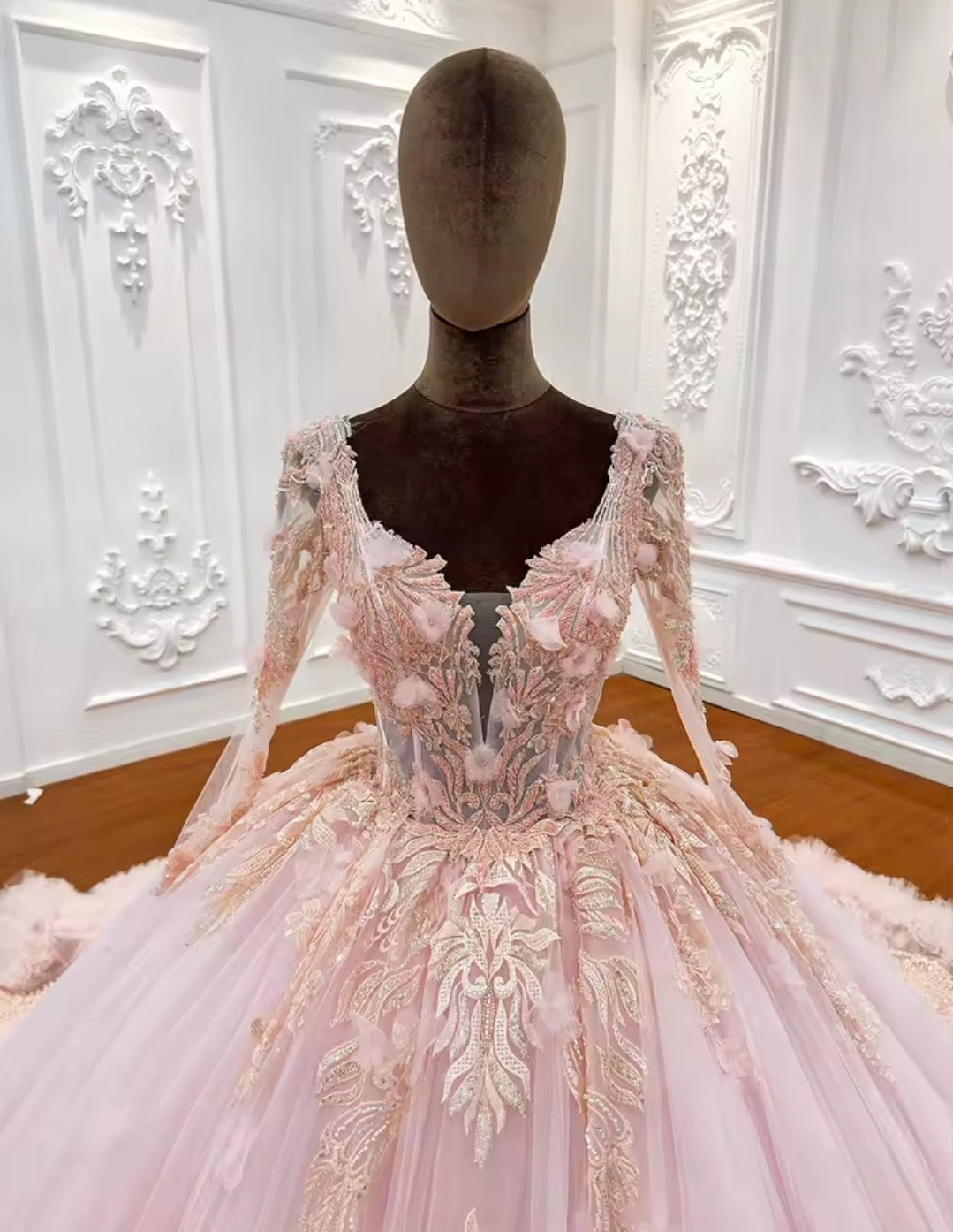 2025 Baby Pink Non-Traditional Floral 3D Appliqués Bridal Gown or Quinceañera, Pageant, Bat Mitzvah, Sweet 16 Ball Gown