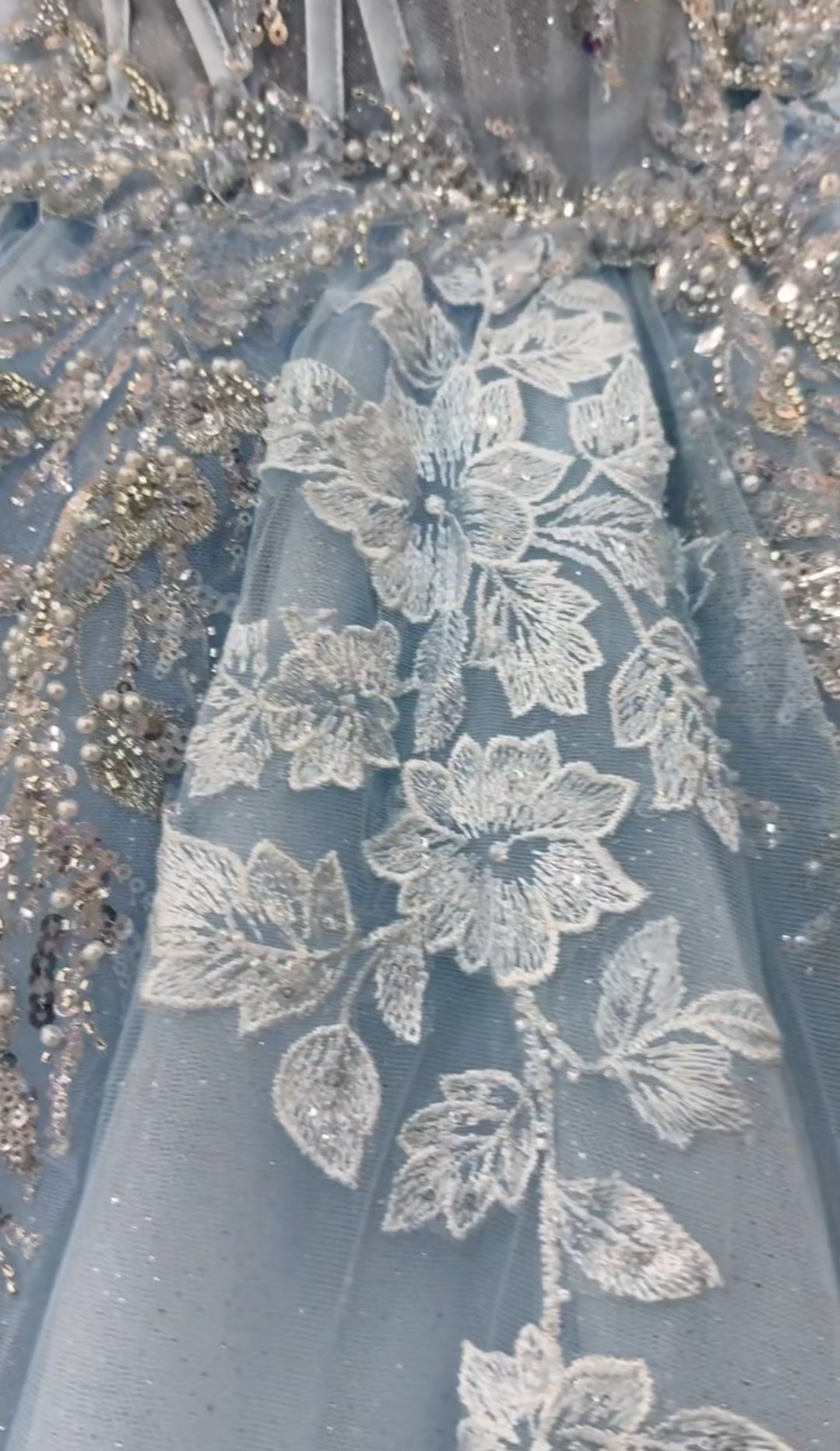 Sparkling Multi Beaded Non-Traditional Baby Blue Floral 2025 Bridal Ball Gown With Detachable Back Bow And Matching Cape