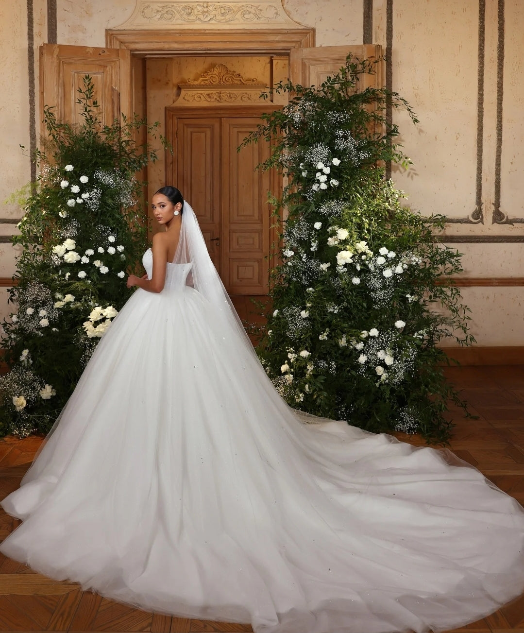 Strapless Beaded Embellished Sweetheart A-Line Bridal Gown With Detachable Long Sleeve Bolero