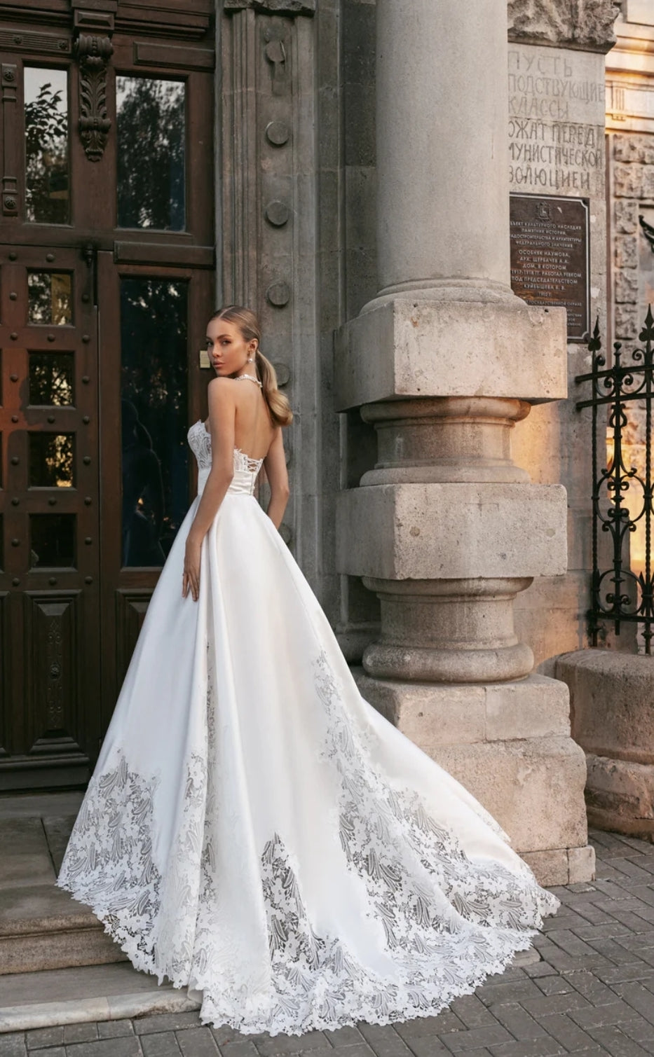Sweetheart Strapless Delicate Floral Lace And Satin Bridal Gown