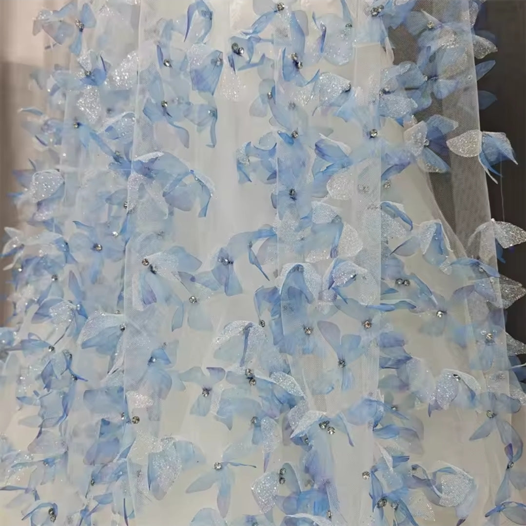 Fairytale Multi Beaded Beautiful Scattered Butterflies Bridal Veil With Comb