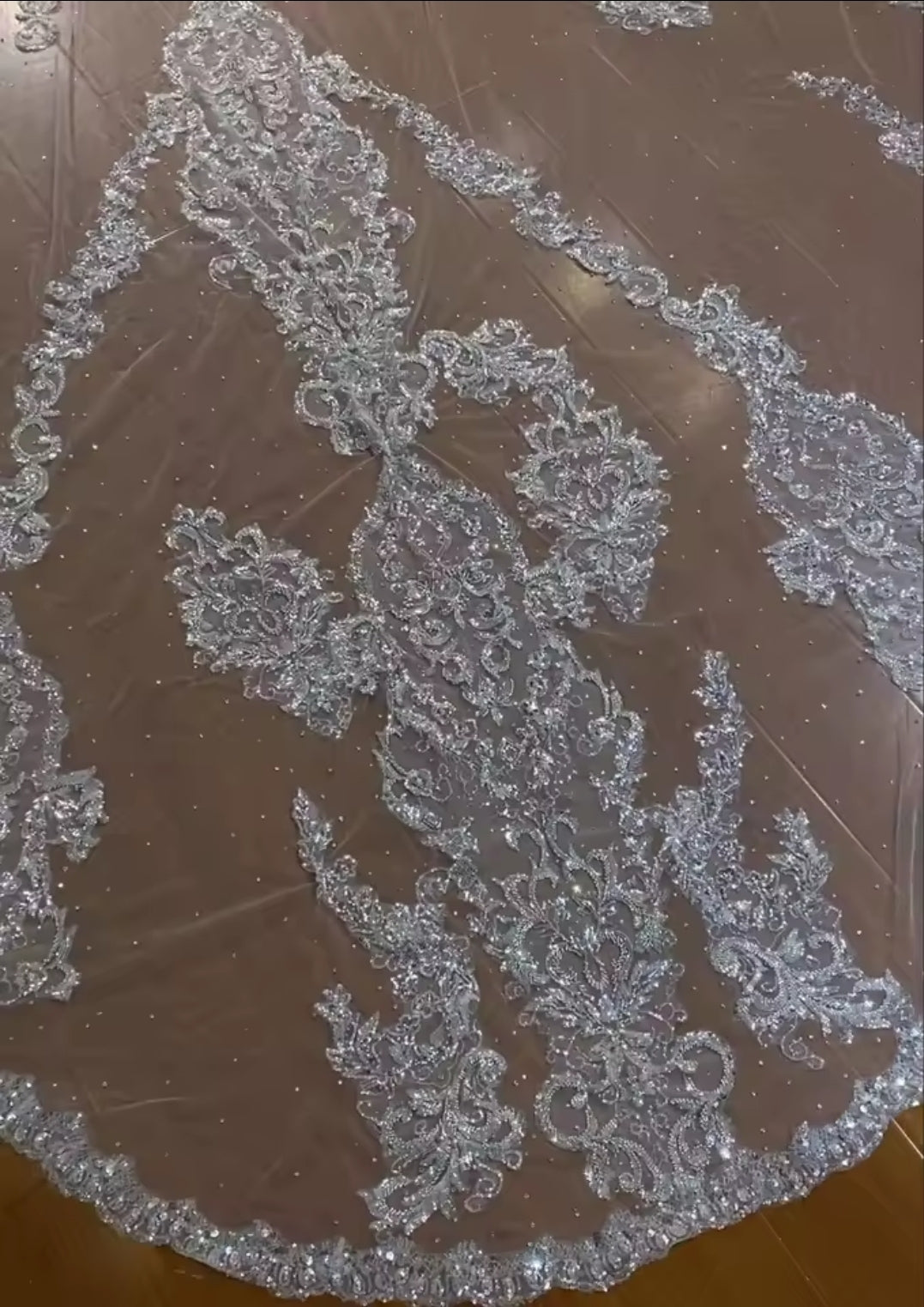 Stunning Luxurious 500 CM Long Cathedral Multi Beaded Fairytale Princess Veil