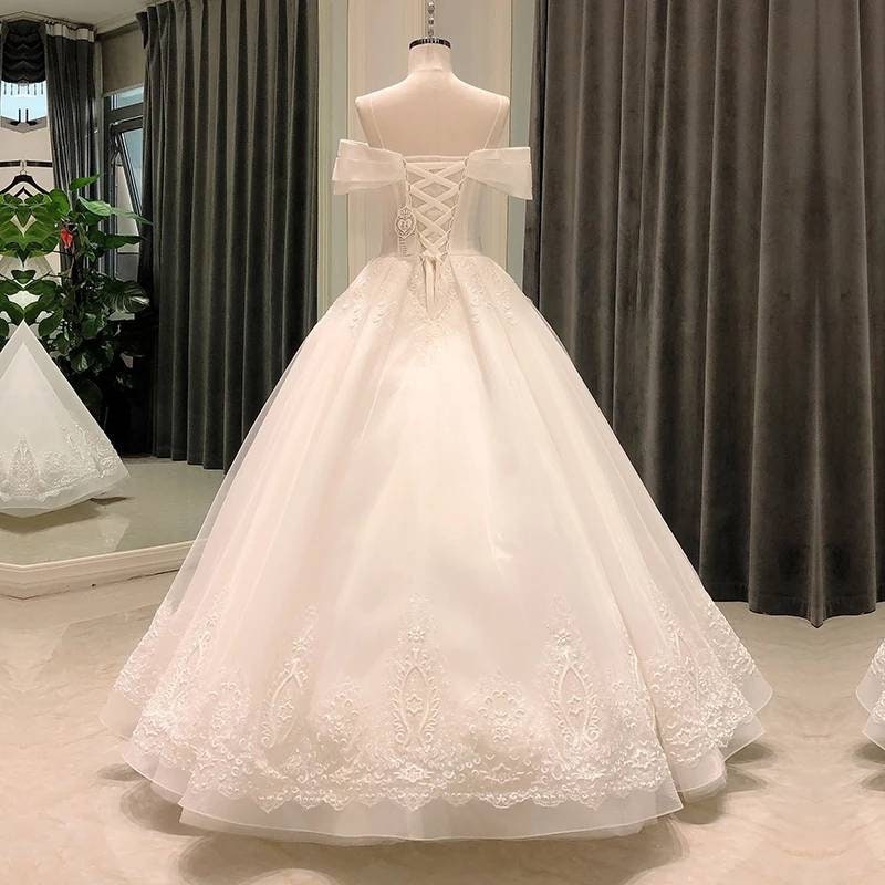 Off The Shoulder Crystal Beaded Wedding Gown