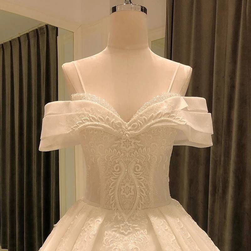 Off The Shoulder Crystal Beaded Wedding Gown