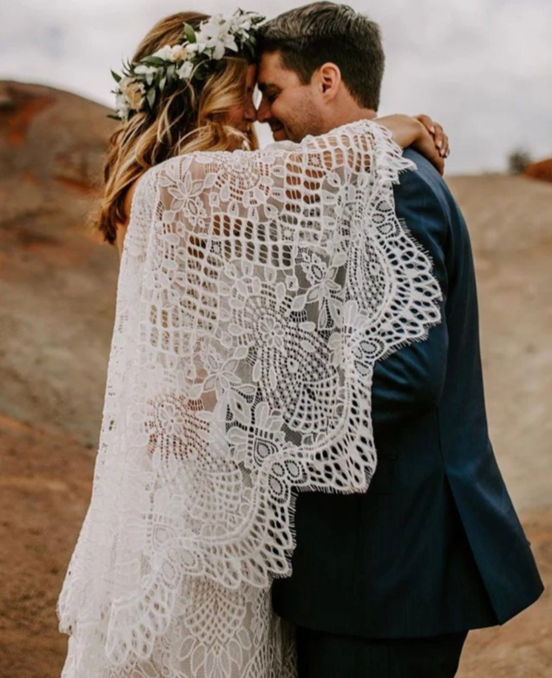 Flutter Sleeve Boho Plunging V-Neck Laced Gown