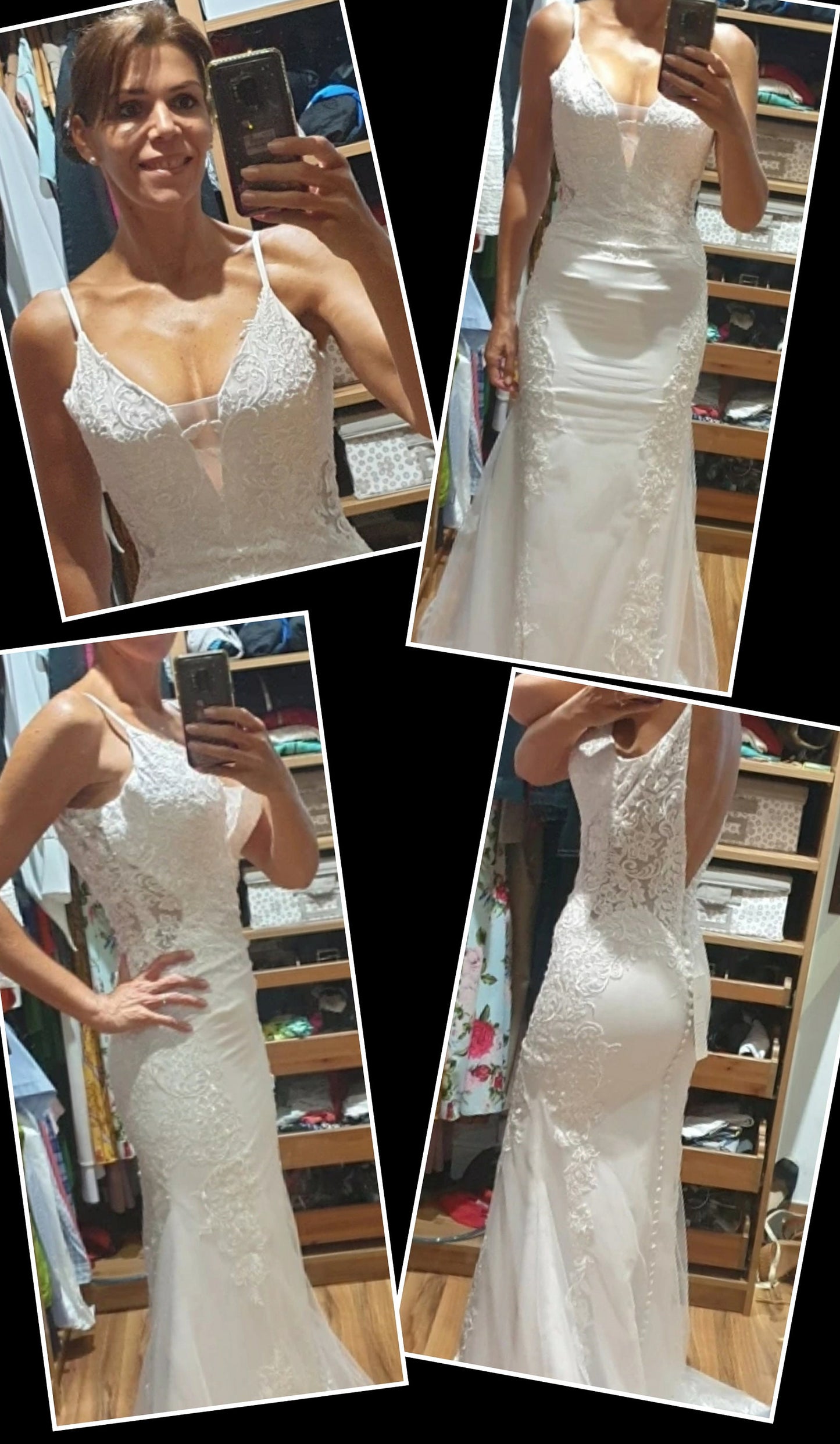 Backless V-Neck Laced Out Waist Applique Mermaid Style Wedding Dress