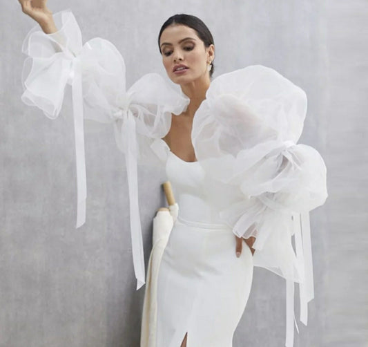 Detached Sheer Organza Full Bridal Sleeves