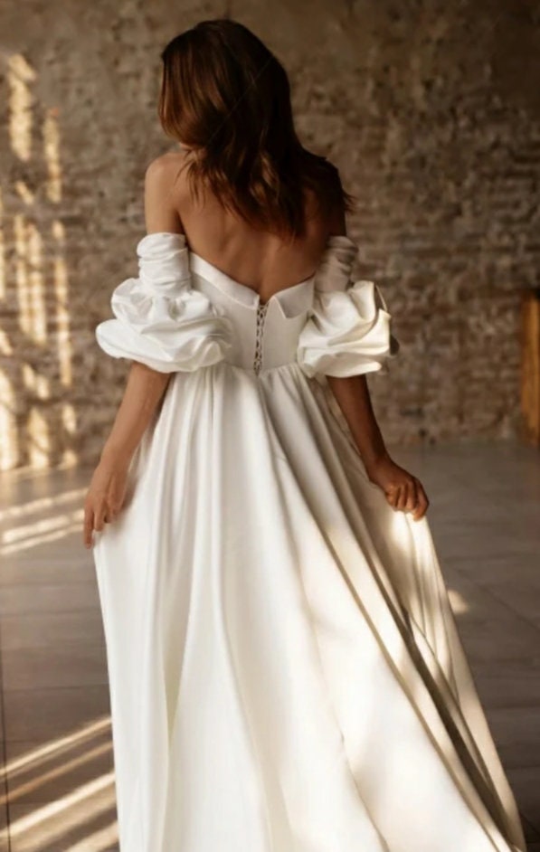 Detached Bicep Ruched Satin Cloud Sleeves