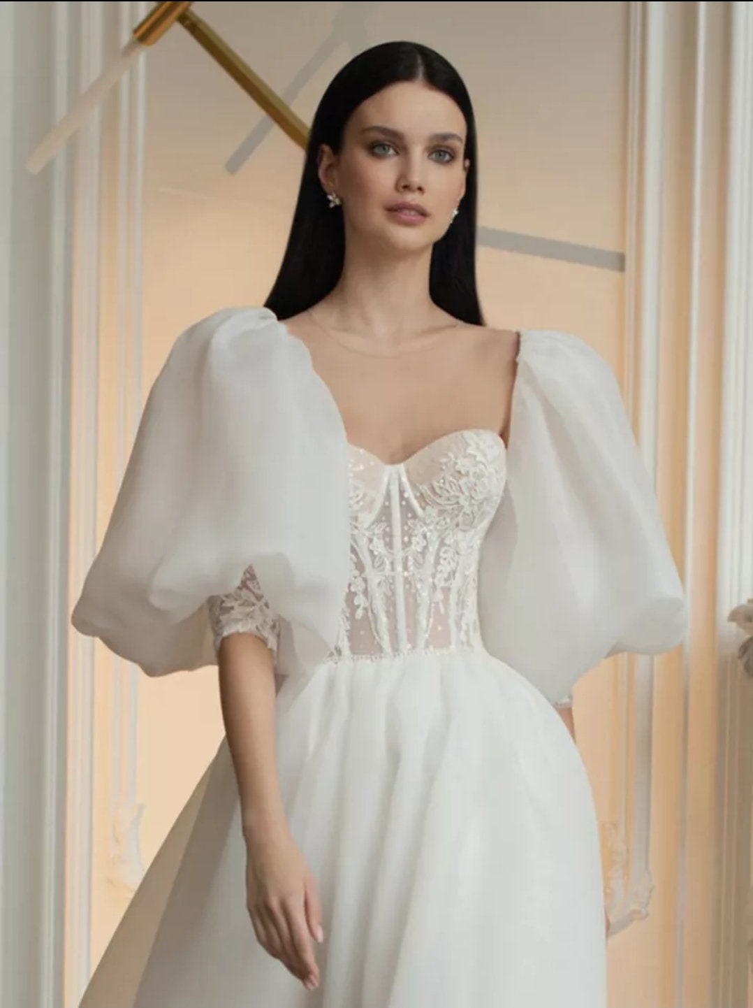 Detached Organza & Lace Peasant Half Sleeves