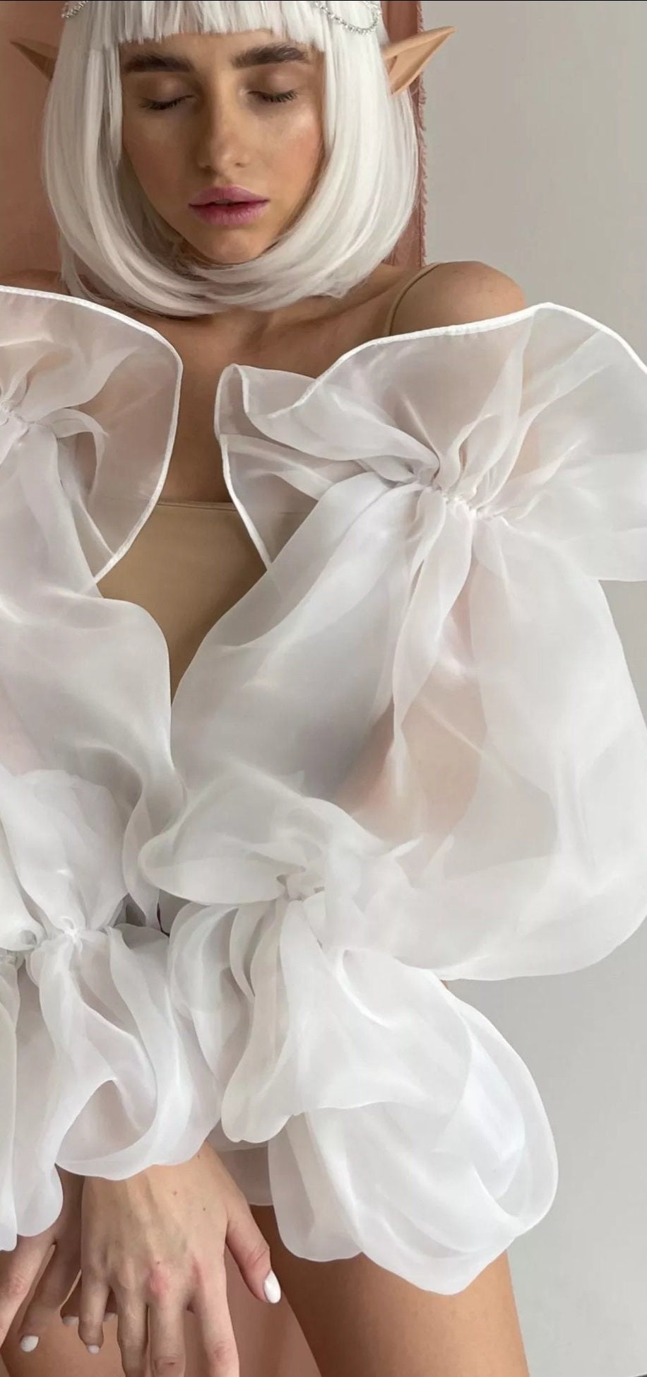 Detached Sheer Organza Full Bridal Sleeves