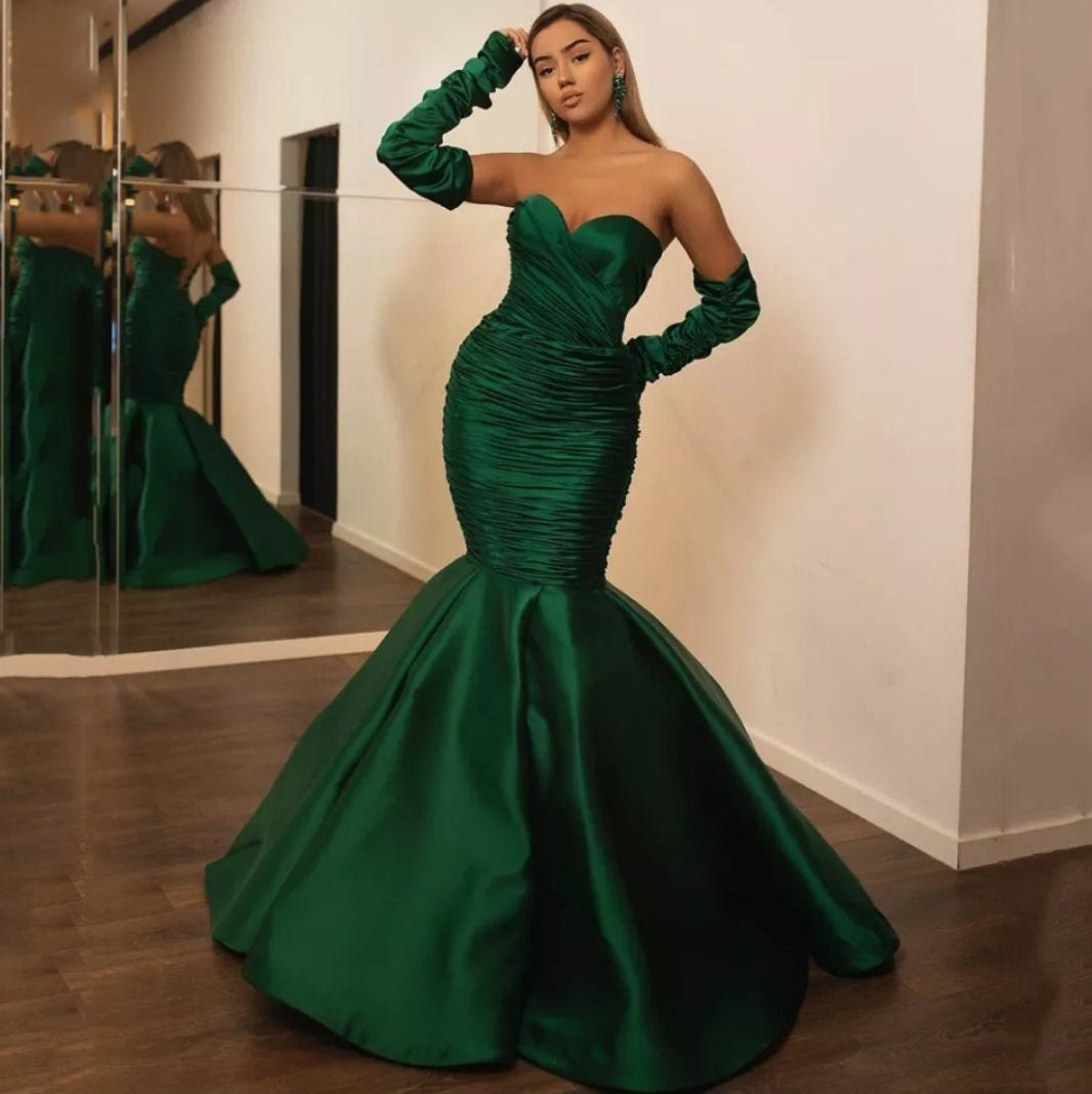 Detached Silk Satin Ruched Full Length Sleeves