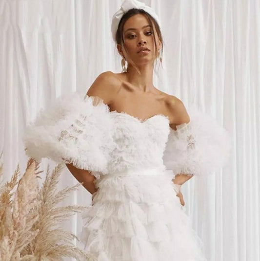 Detached Layered Tutu Frill Puff Sleeves