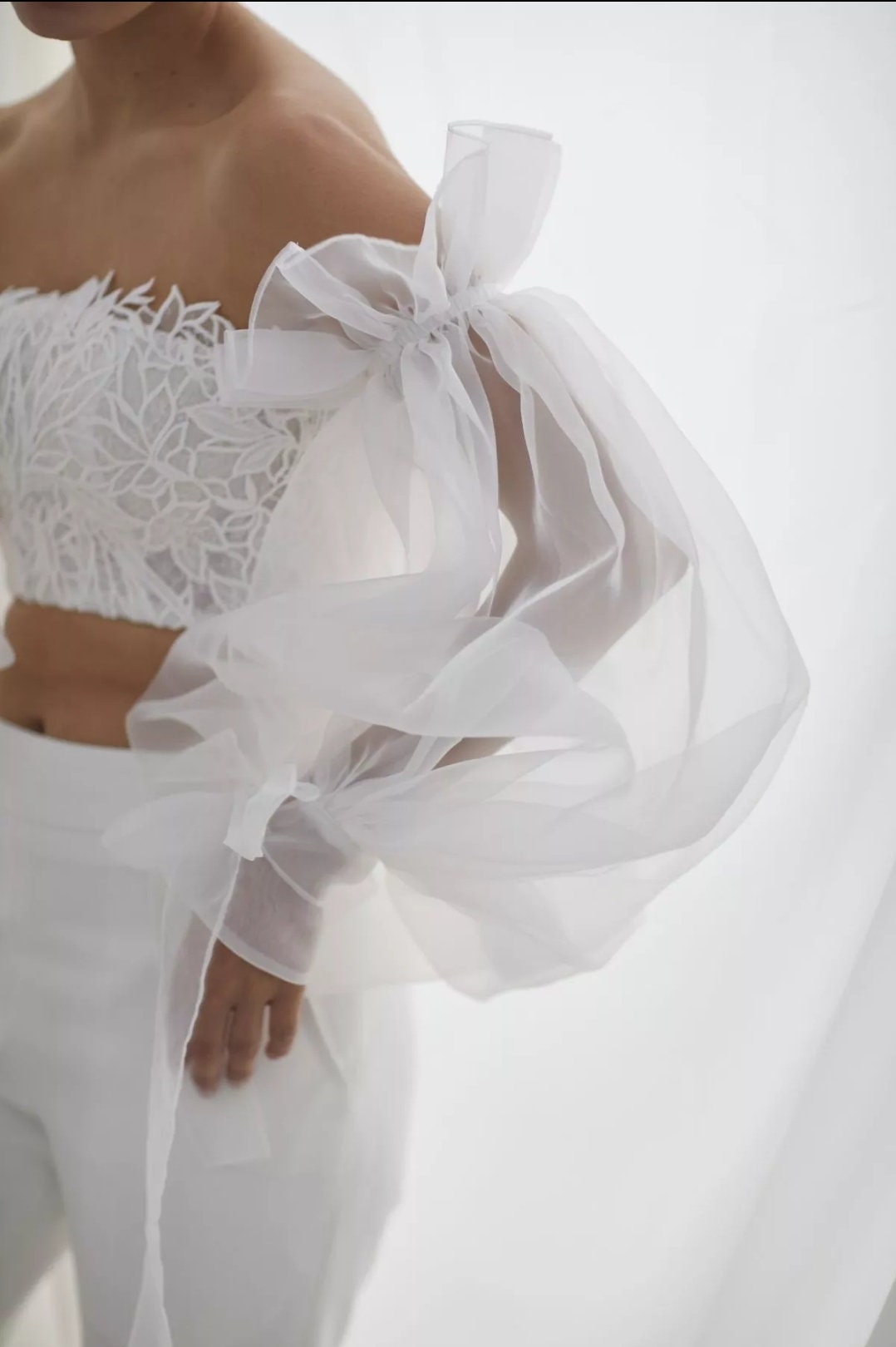 Detached Ruffles & Ribbon Transparent Full Length Sleeves